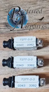 Lot of 3 Used Klixon Texas Instruments Aviation Circuit Breakers, p/n 7277-2-2